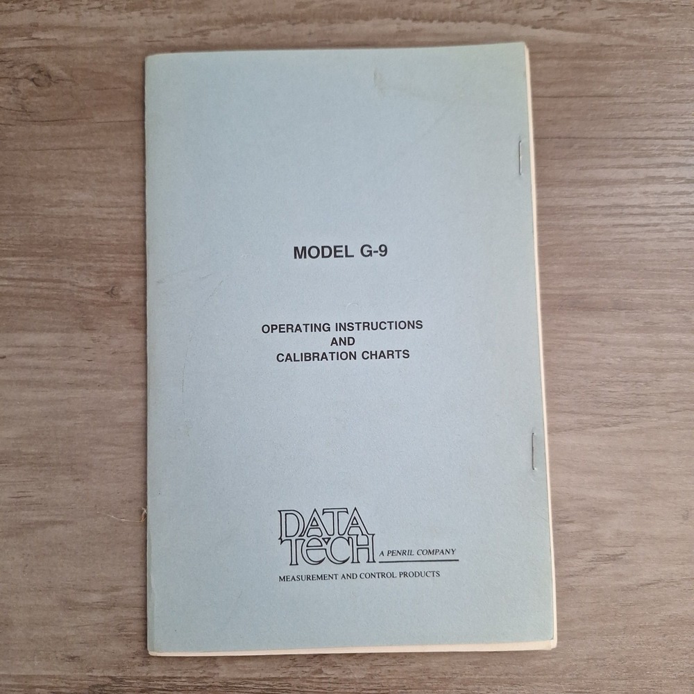 Data Technology Moisture Register Instrument Manual Model G-9 Vintage ORIGINAL
